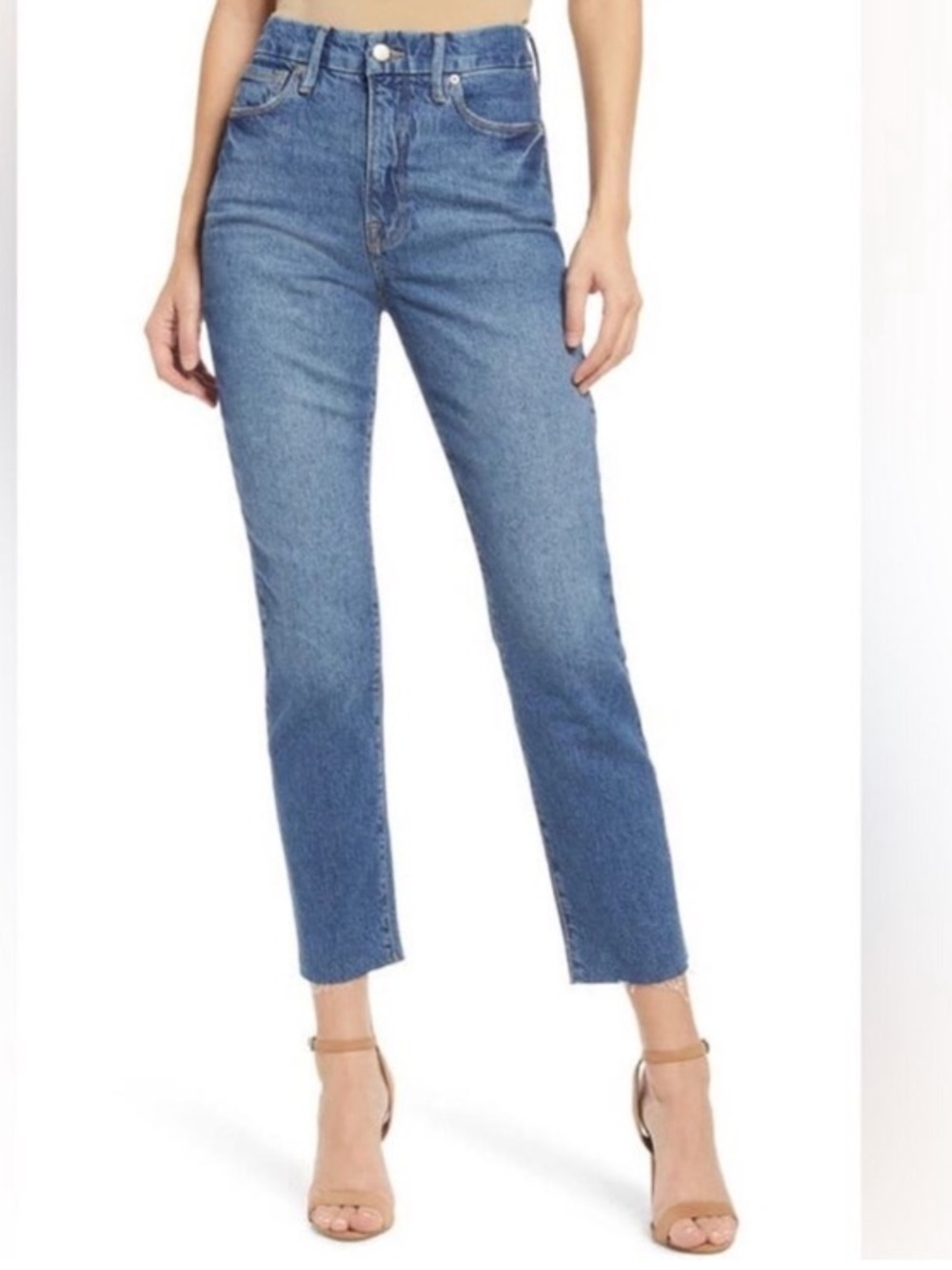 GOOD AMERICAN Good Classic Raw Hem Jeans